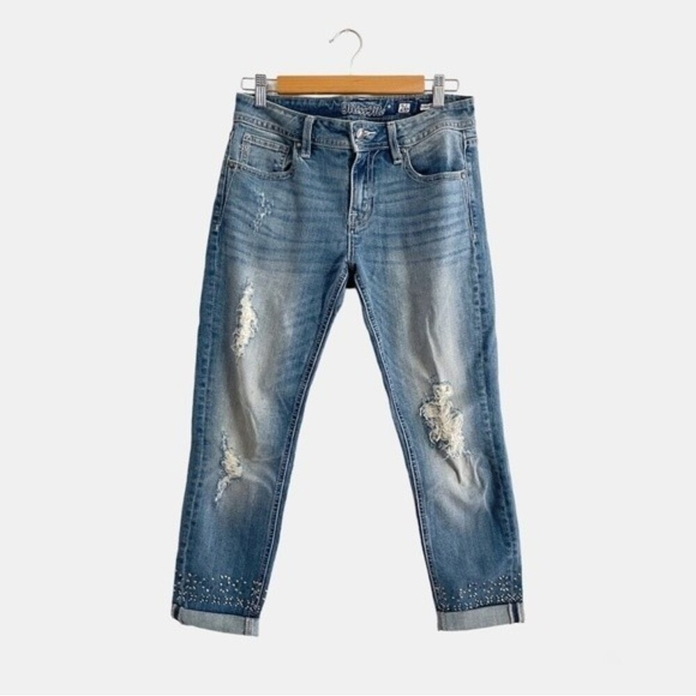 Miss Me Bedazzled Boyfriend Ankle Jeans Blue 26